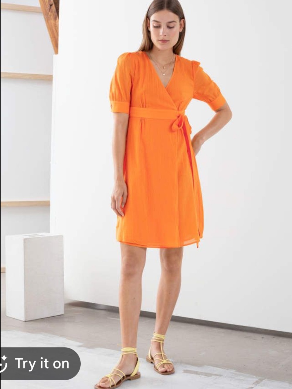 & Other Stories Bright Orange Wrap Dress